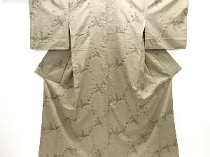 蝶に草花模様織出し手織り紬着物